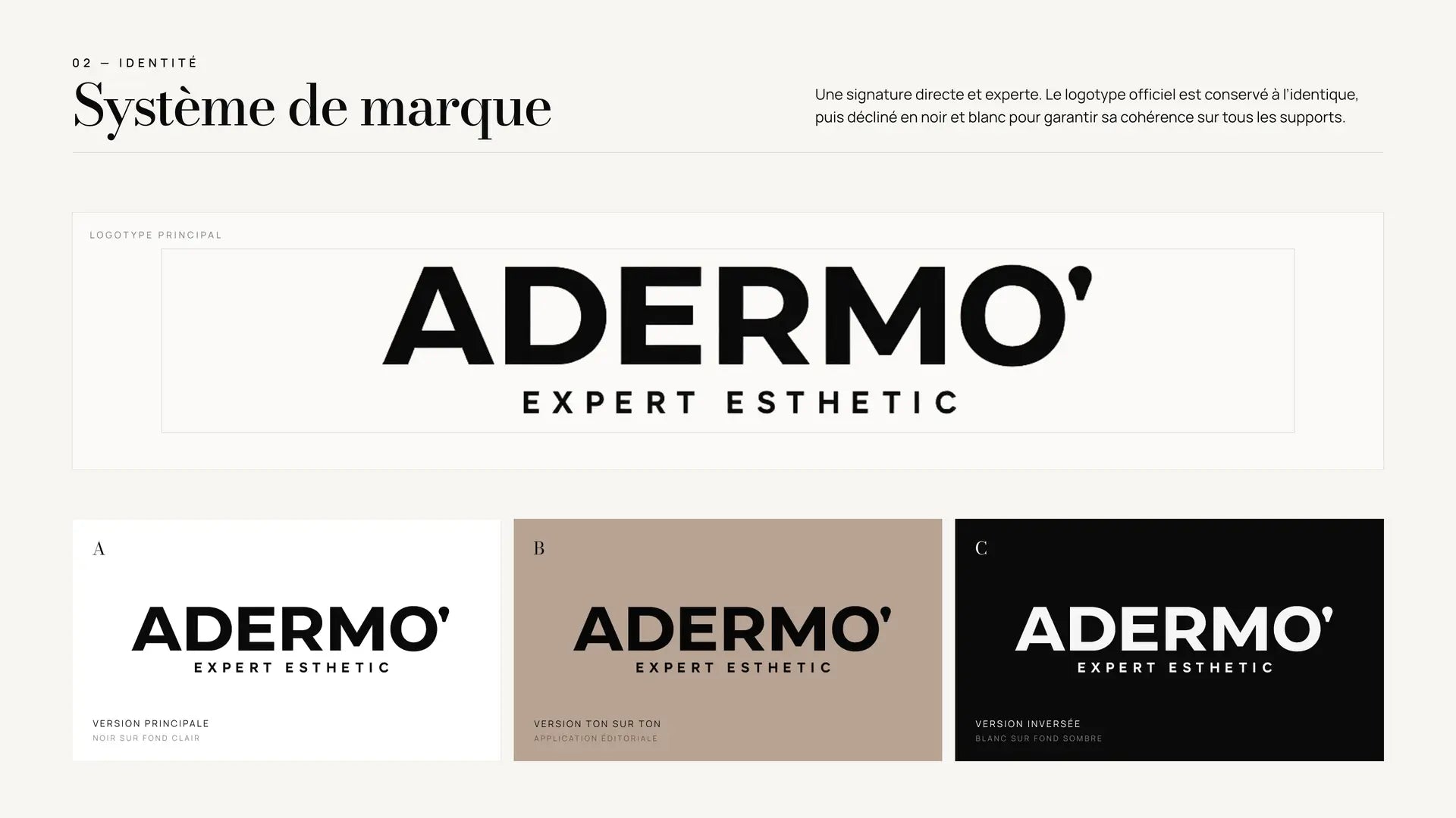 A.DERMO — logo et déclinaisons