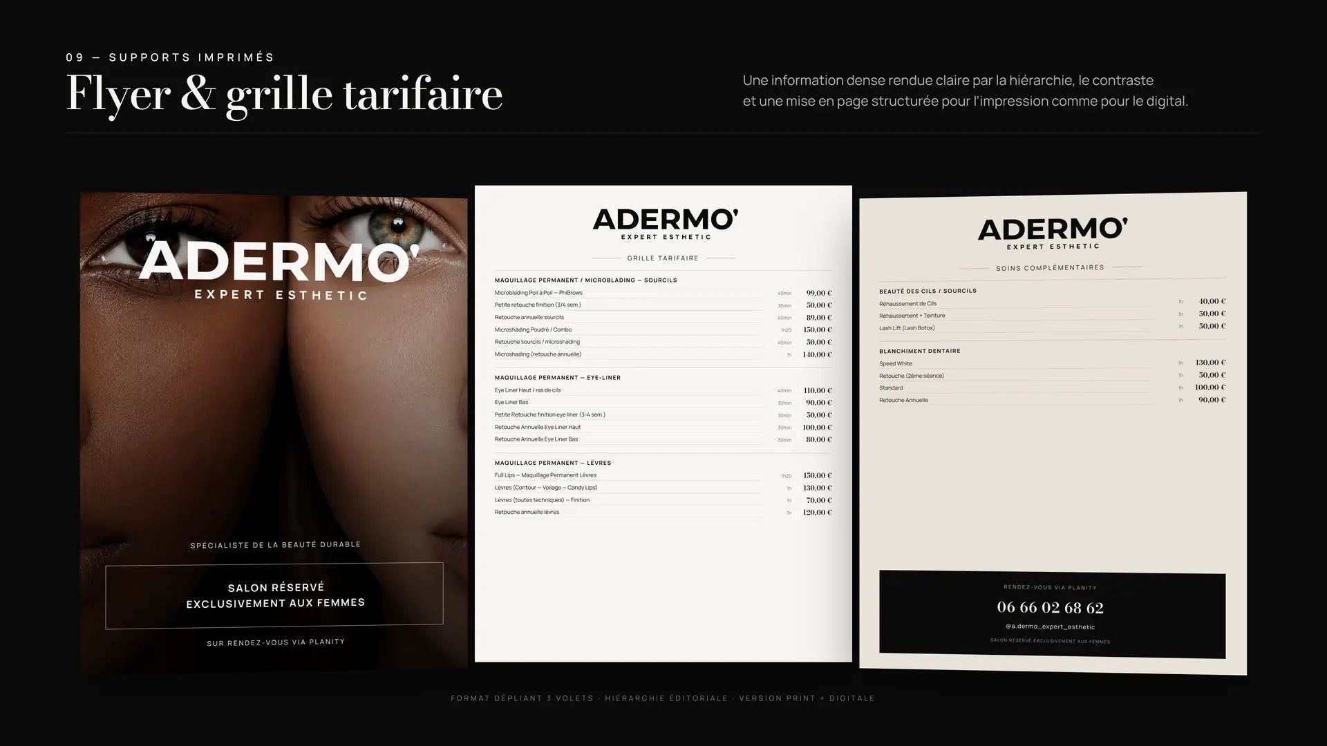 A.DERMO — flyer et grille tarifaire