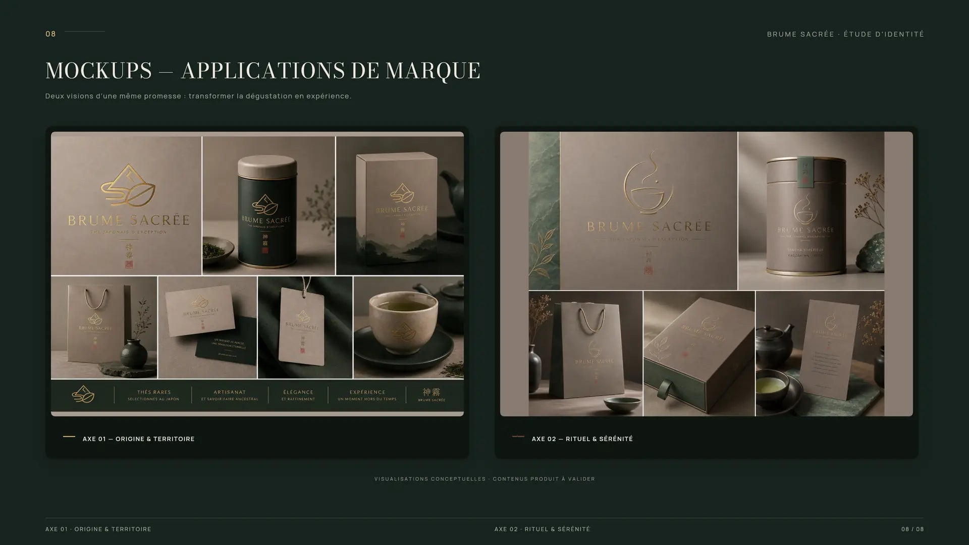 Brume Sacrée — applications et mockups