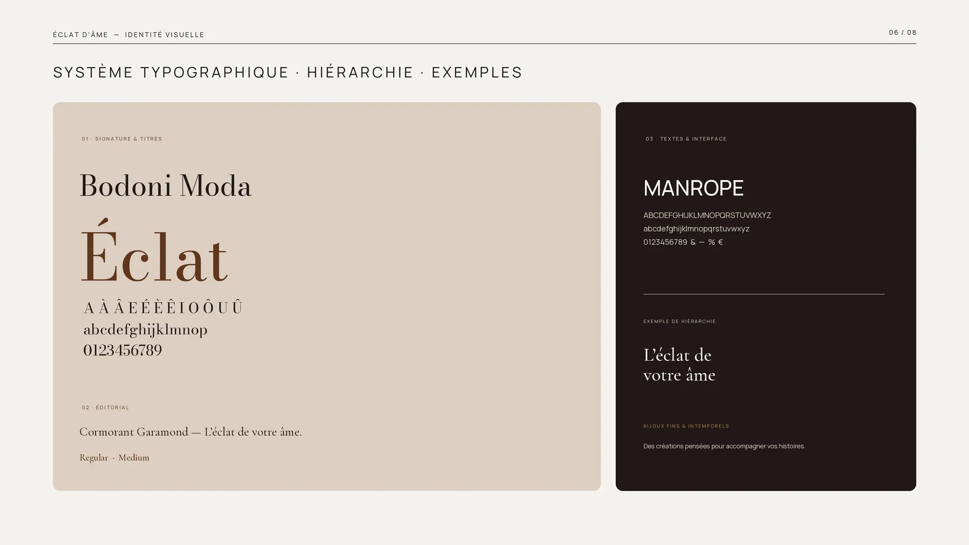 Éclat d’Âme — typographies