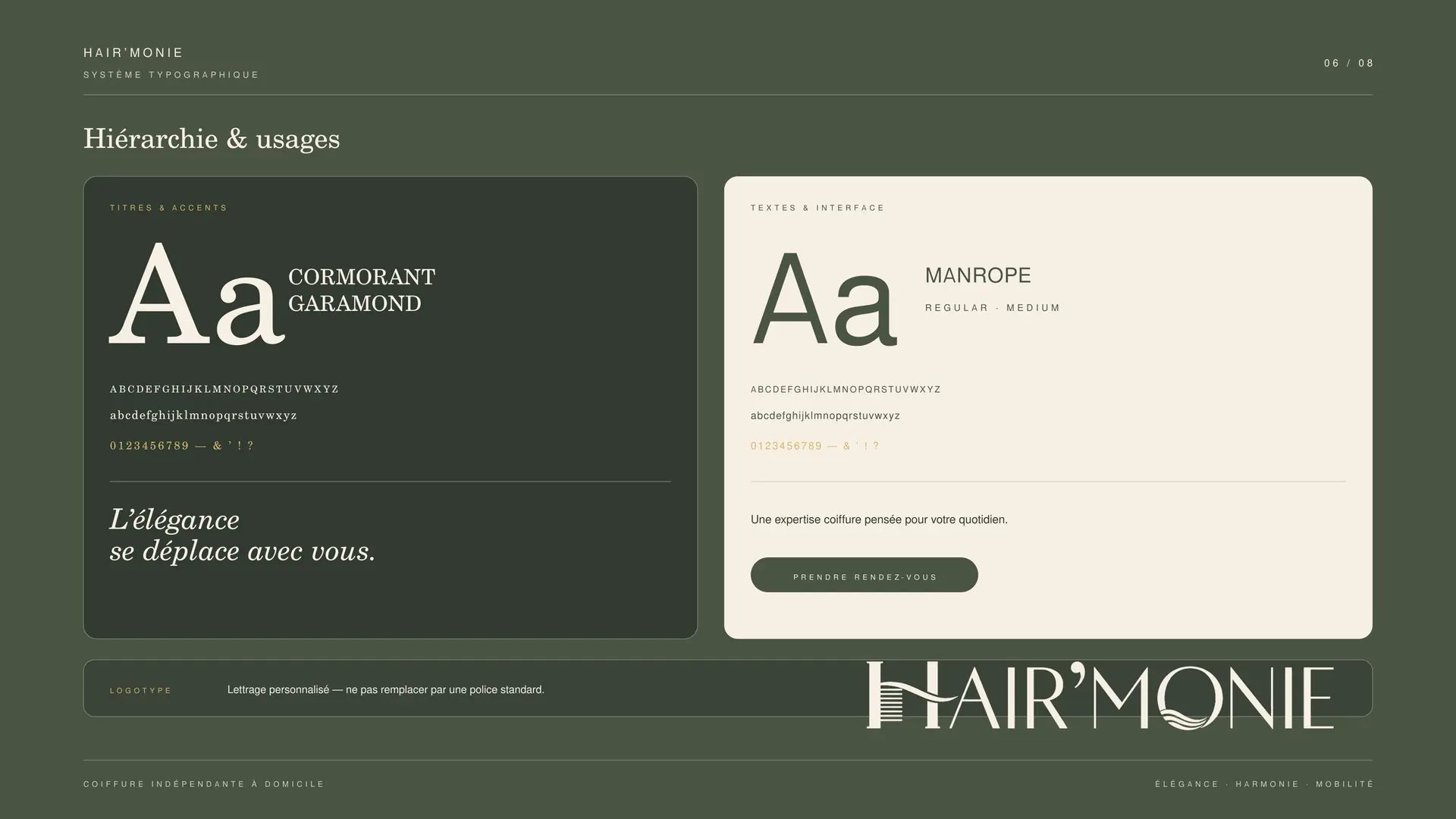 Hair’monie — typographies