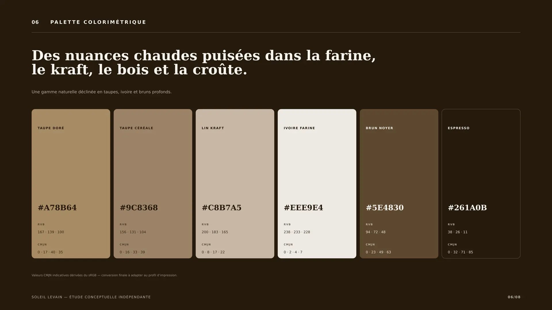 Soleil Levain — palette de couleurs