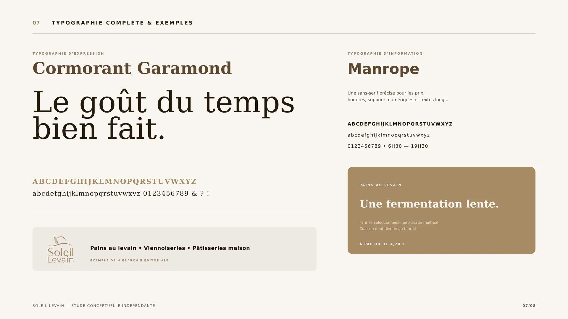Soleil Levain — système typographique